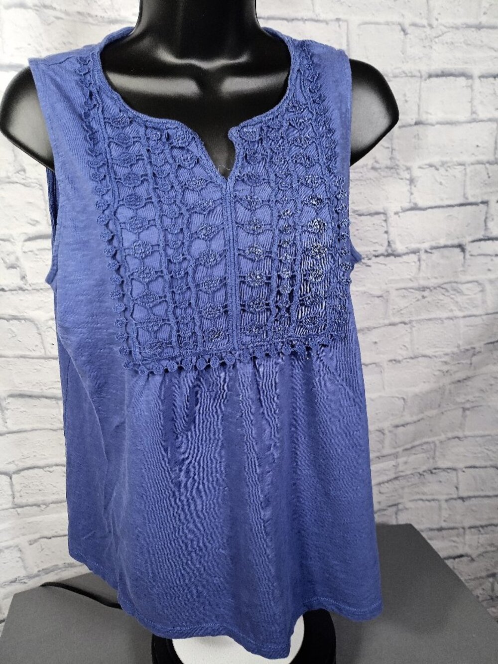 Talbots Sleeveless Crochet Bodice Blue